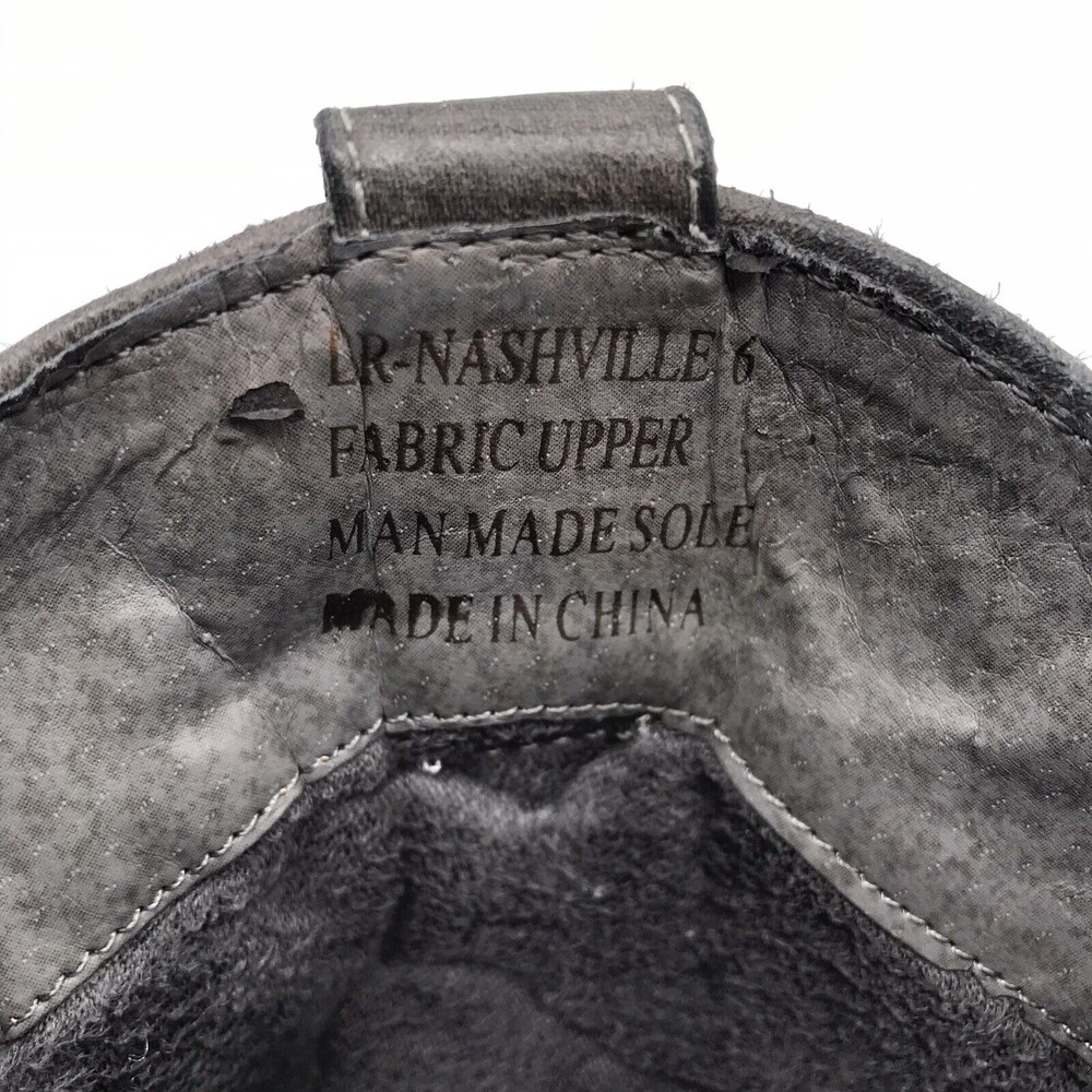 London Rebel Black Gray Embroidered Faux Leather Western Ankle Boots Women's 6M - Picture 7 of 10